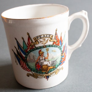 World War One Commemorative &#39;Rule Britannia&#39; Peace Mug, Vintage Mugs, Antique WW1 Memoribilia