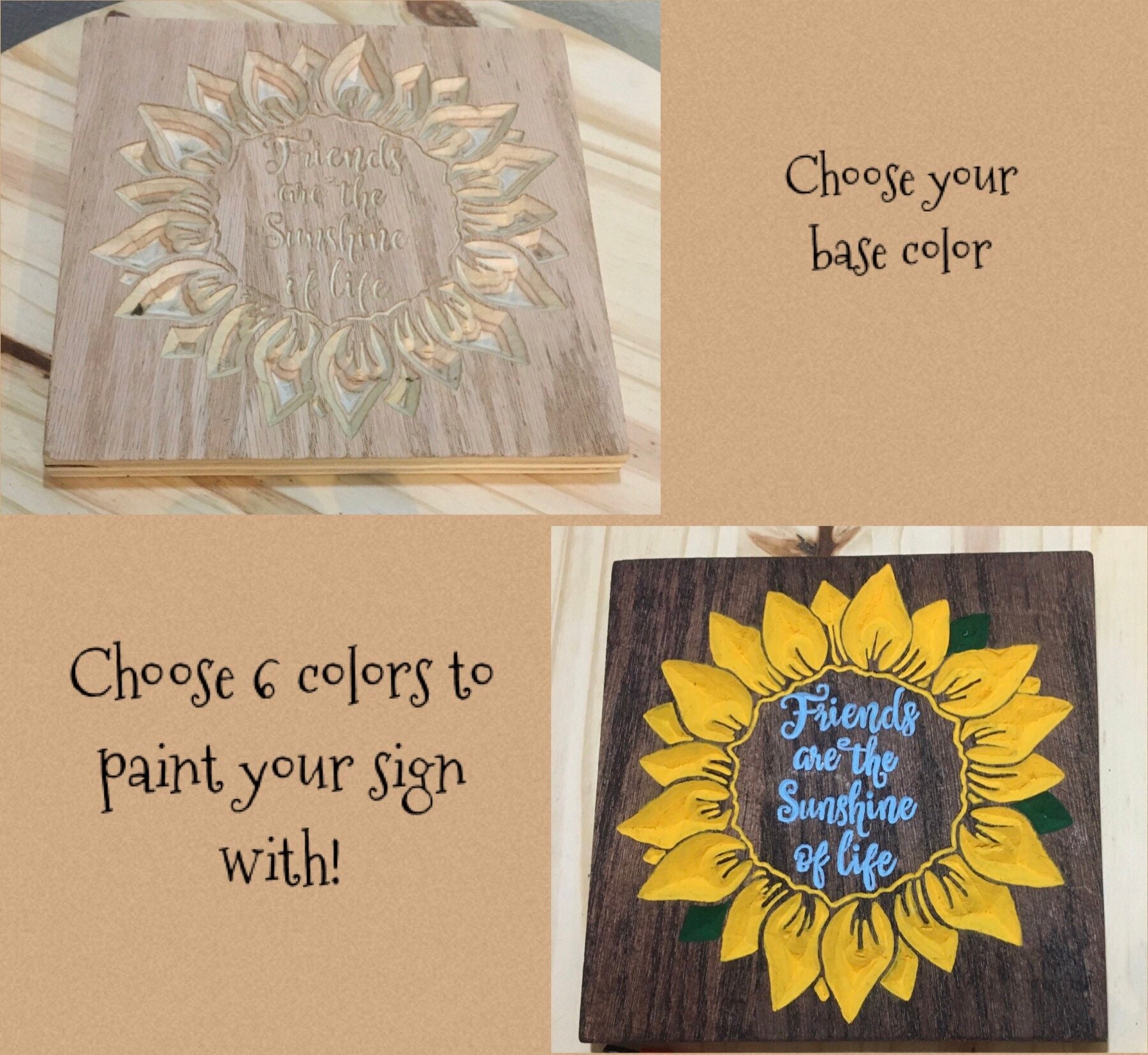 DIY Kit Sunflower Wood Sign Paint Craft Kit Adult Friend Etsy