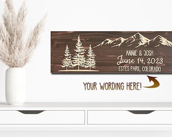 Custom Mountain Cabin Sign - CNC Carved Wood with Pine Trees & Personalized Text