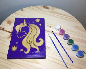 DIY Unicorn Wood Sign Kit - Paint Craft Activity for Adults, Kids, or Parties