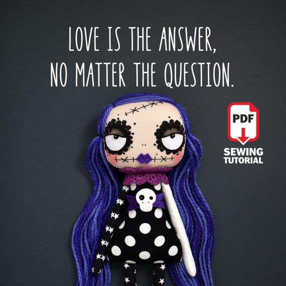 Sewing tutorial for Amelia doll – step-by-step guide – photos, videos & patterns – DIY gothic doll PDF