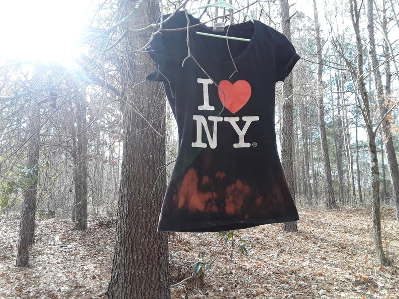 I Heart New York Bleach Dye Shirt I Heart Ny Reverse Tie Dye Shirt Revere Bleach Tie Dye Grunge Dip Dye Shirt Festival Tie Dye Shirt