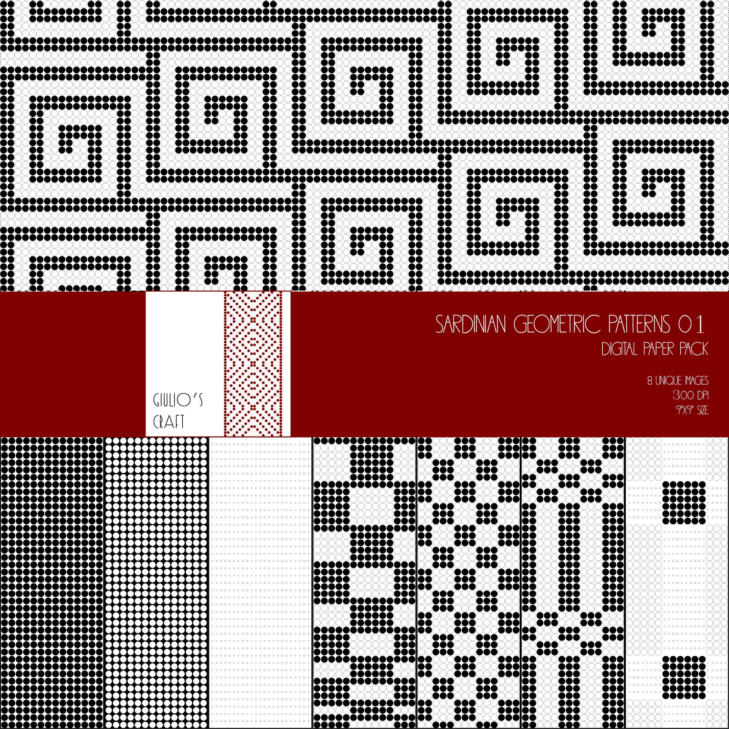 72 Black and White Digital Paper Pack. Patterns, Scrapbooking