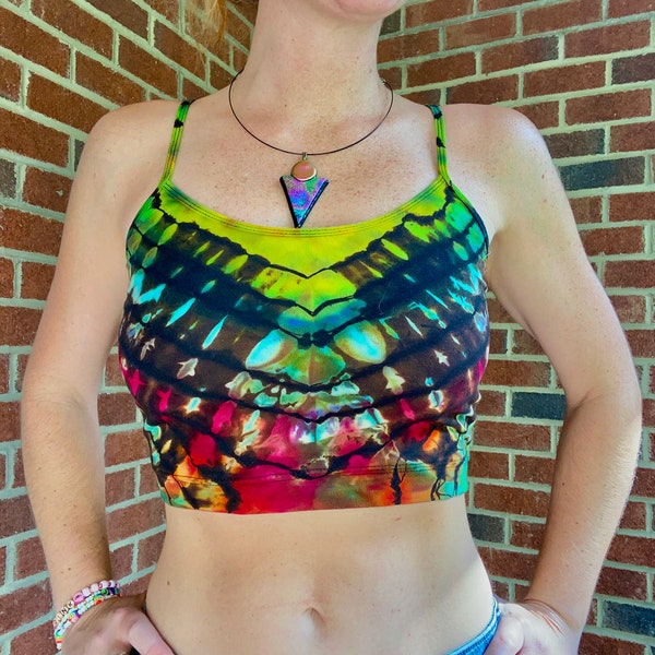 Tie Dye Zipper Front Crop Top