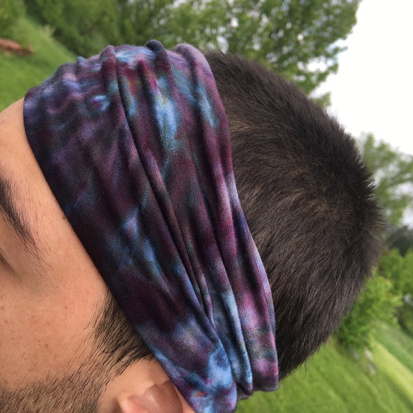 Head bands, black marbled,ice dye, hand made in the USA,noggin gear,head wrap, yoga exercise head bands, gymnastics bands, biking head bands