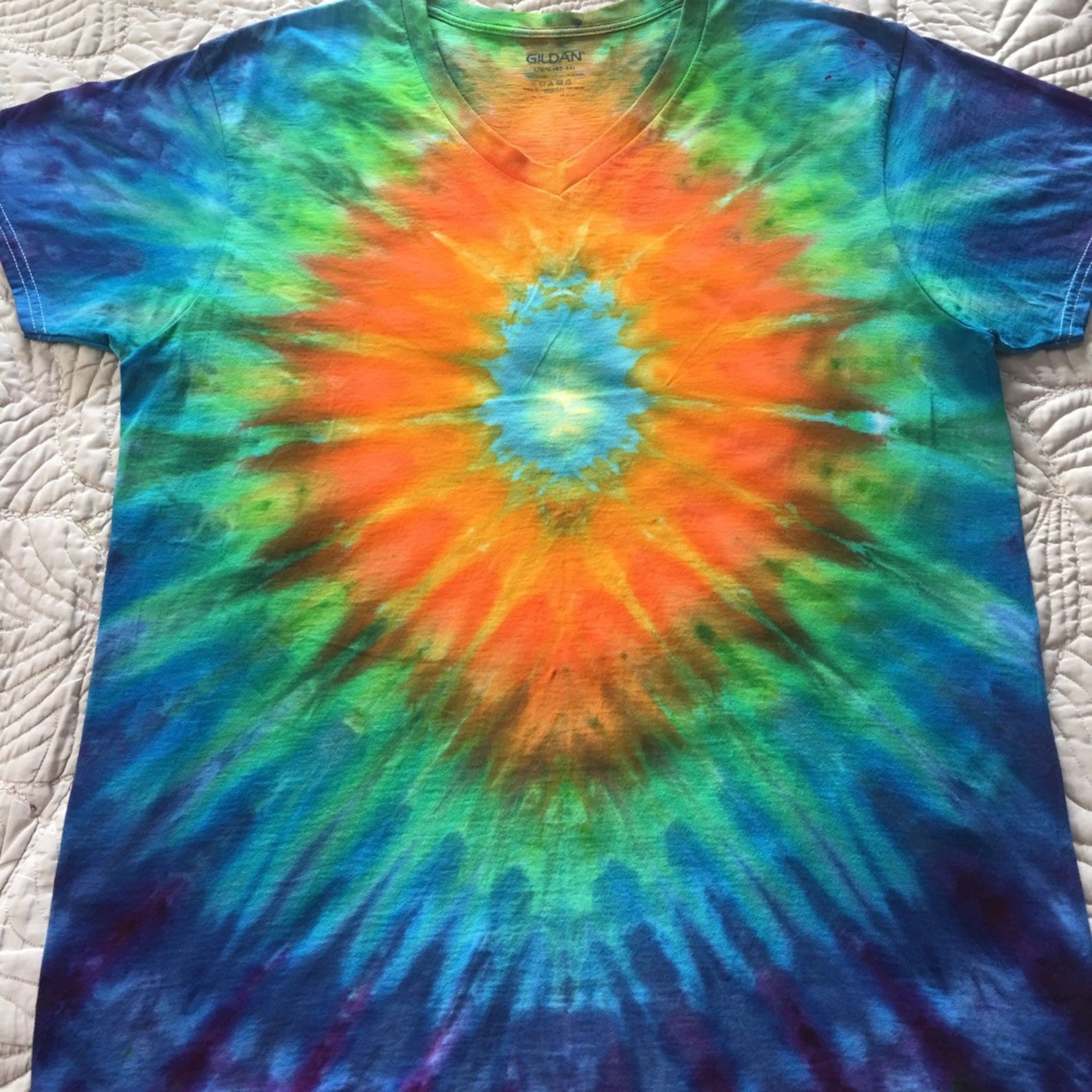Tie Dye Large Tshirt V Neckice Dye 60's Fashion Etsy