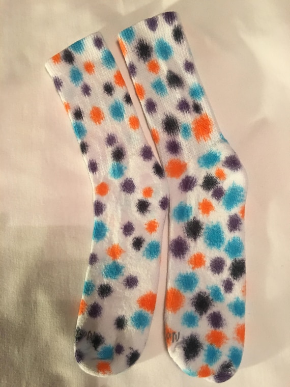 Tie Dyed Socks 4-10 Womens Polka Dot 87 % Cotton No Nonsense Brand