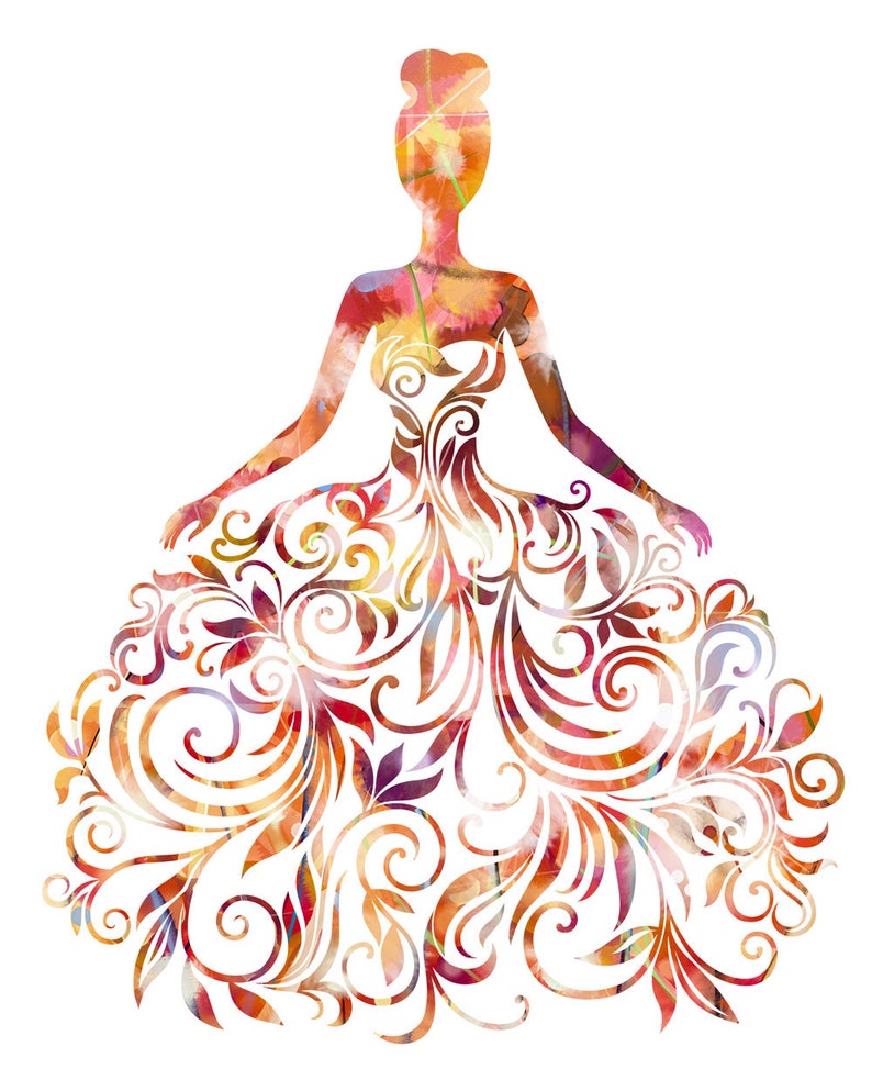Clipart Transparent PNG Digital Scrapbook Wedding Dress Silhouettes Printable Designers Resources