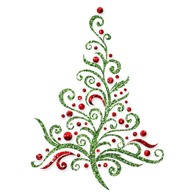 Glitter Christmas Trees Transparent PNG Digital Scrapbook Etsy