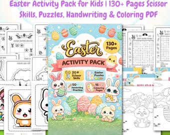 Easter Activity Pack for Kids | 130+ Pages Scissor Skills, Puzzles, Handwriting & Coloring PDF