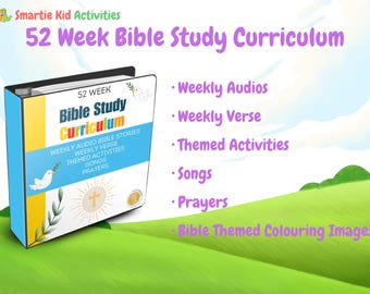 52 Week Kids Bible Study Curriculum | Lessons, Audio Stories, Coloring Pages (Digital Download)