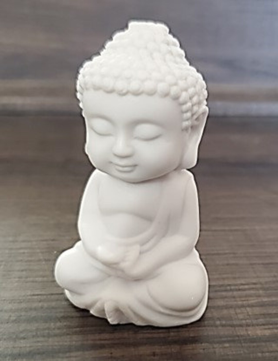 2 Mini Buddha Statue Idol Decorative Figurine in Pristine White Finish