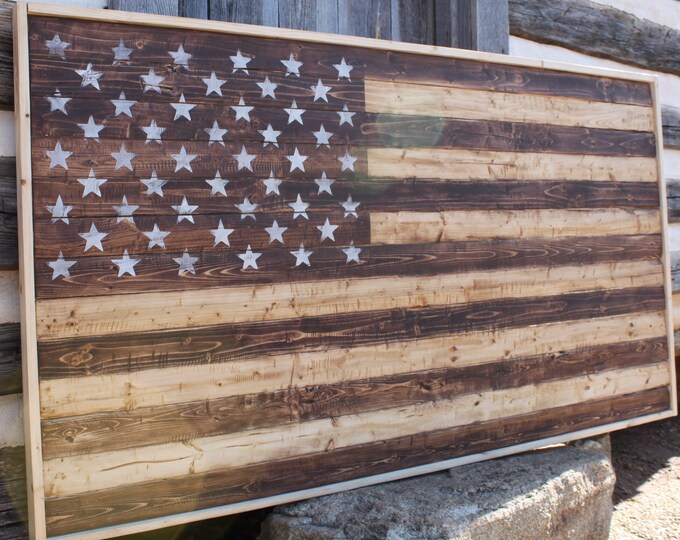 Wooden American Flag Wall Art Large Wooden American Flag Etsy