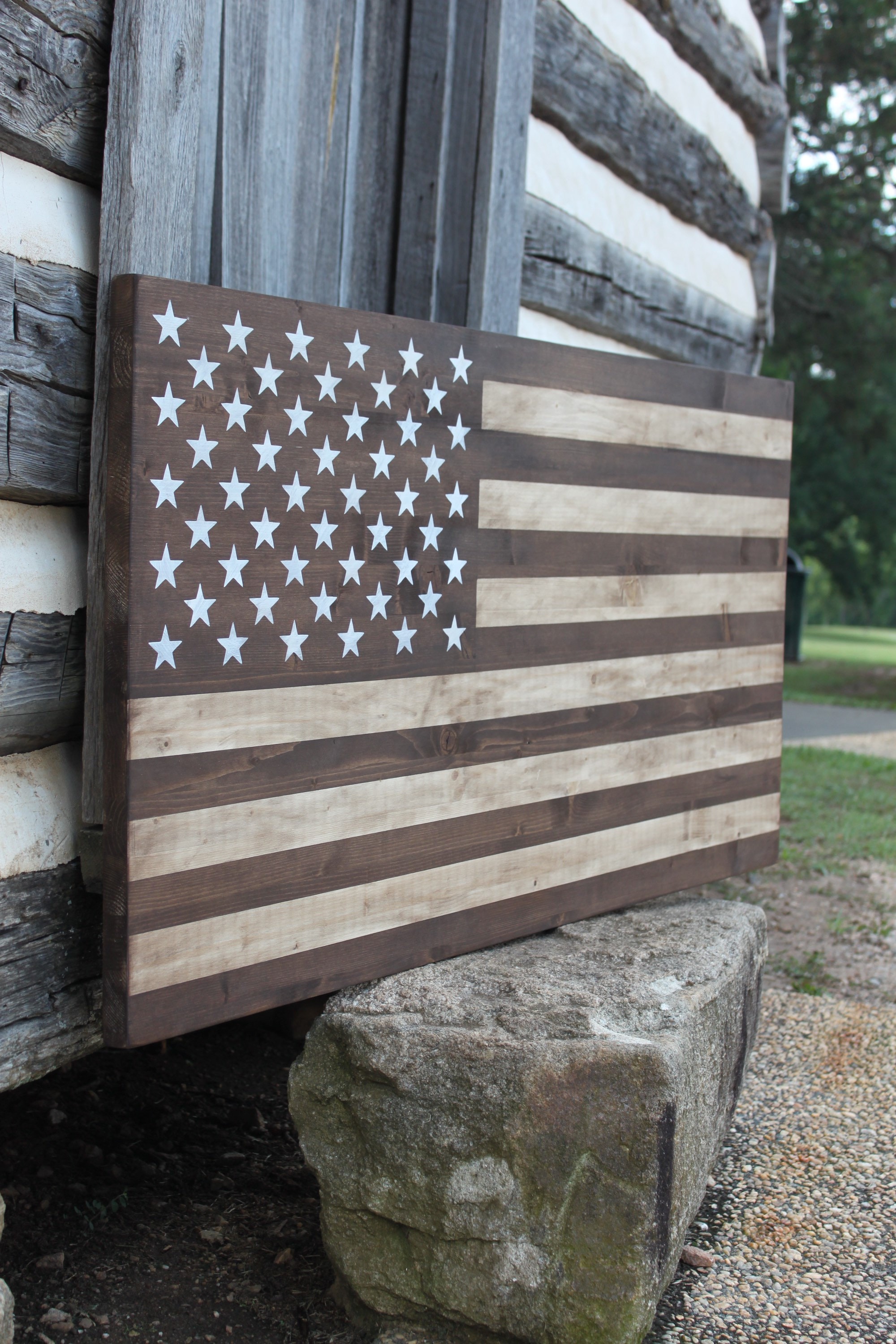 48x24 Wooden American Flag Wall Art Dark Wood American Flag Etsy