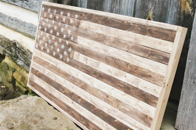 Wooden American Flag Wall Art Large Wooden American Flag Etsy