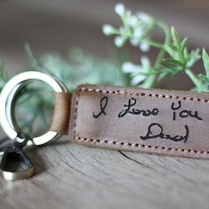 Personalized Handwriting Leather Keychain | Customized Keychain | Actual Handwriting Keychain | Gift ideas for him and her