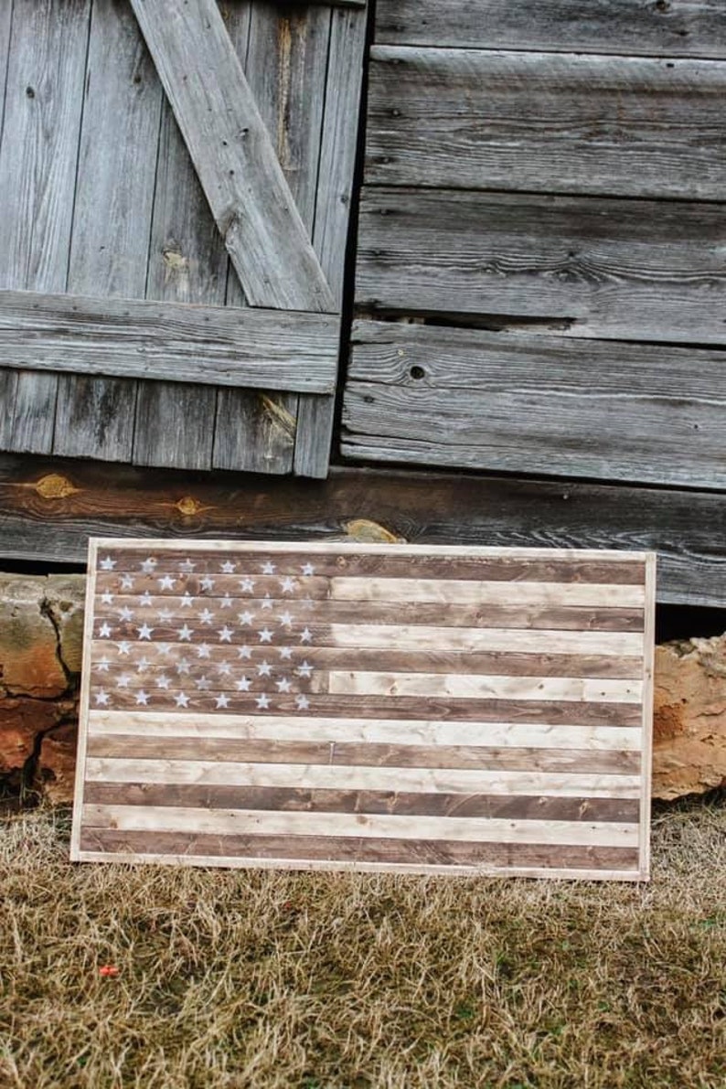 36x20 Framed Wooden American Flag American Flag Wall Art Etsy