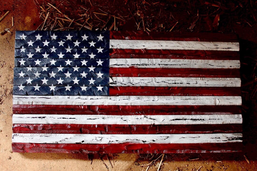 LARGE 20x36 Wood American Flag Wood Art Hand Carved Etsy