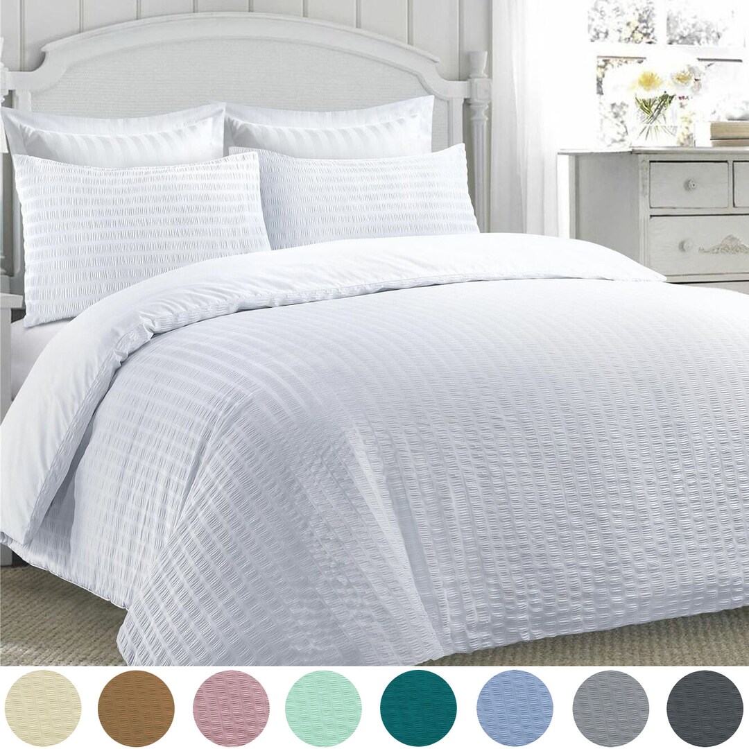 Nimsay Home Noniron Seersucker Duvet Cover Pillowcases Bedding Set