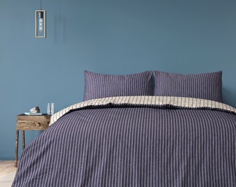 Ensemble de housse de couette réversible 100 % coton chambray de luxe Jakarta