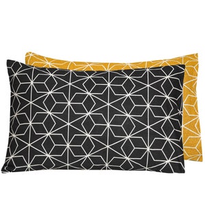 Nimsay Home Hexagon Duvet Cover Geometric Egyptian Cotton Modern Bedding Linen Set with Pillowcases, Grey/Ochre Extra Pillowcases