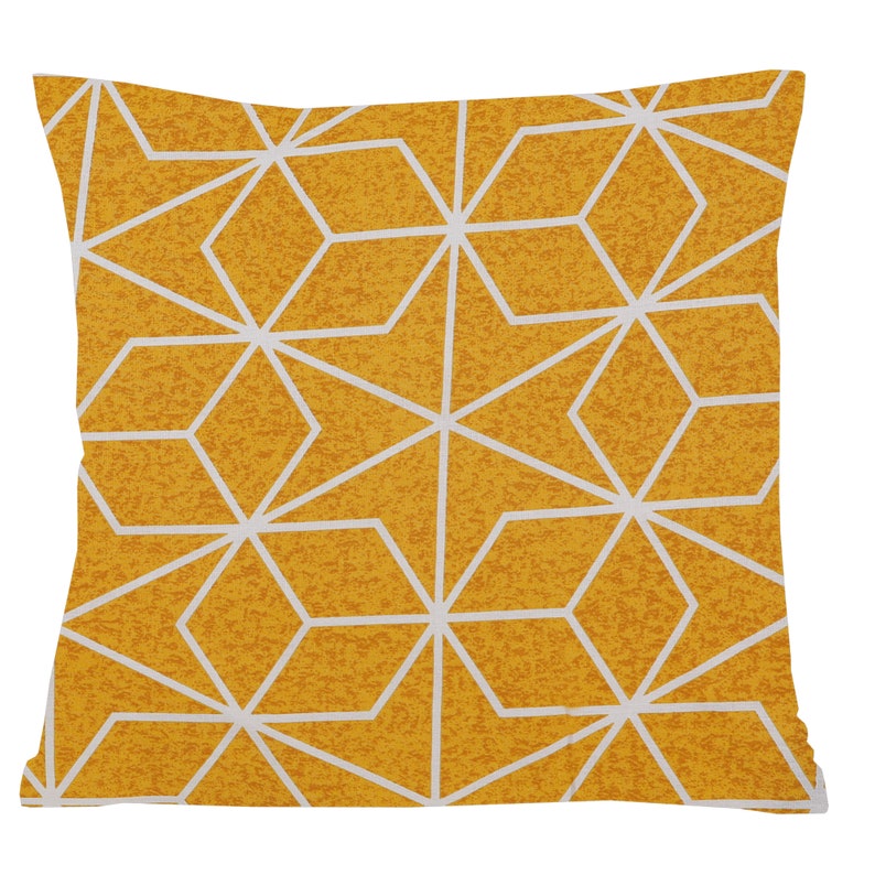Nimsay Home Hexagon Duvet Cover Geometric Egyptian Cotton Modern Bedding Linen Set with Pillowcases, Grey/Ochre image 6