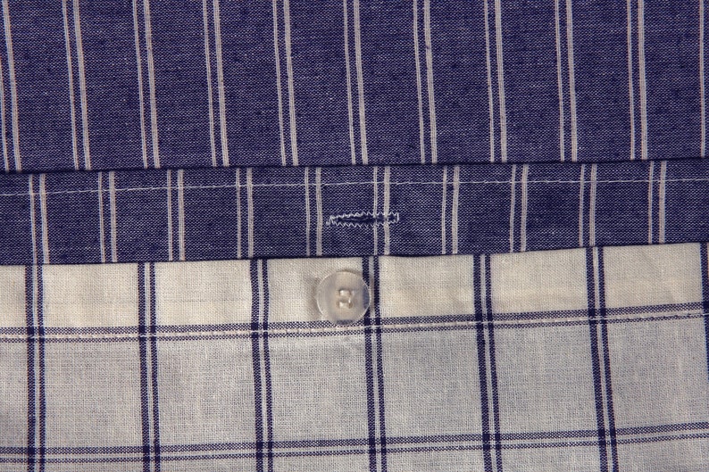 Jakarta Luxury Chambray 100% Cotton Stripe Check Reversible Duvet Cover Set image 3