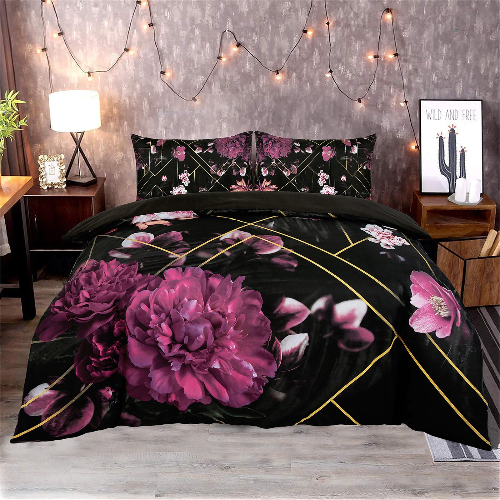 Pink and black bedding deals
