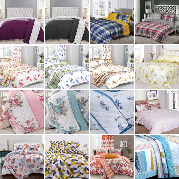 100% Cotton Soft Printed Quilted Embroidered Bedspread Bed Throw