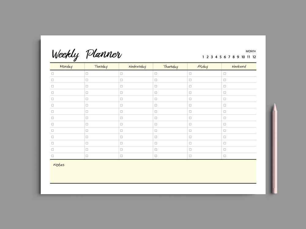 5 color printable weekly planner a4 weekly planner printable etsy