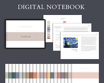 20-Section Digital Notebook: Lined, Cornell, Grid Paper for GoodNotes & Notability (Digital Download)