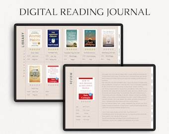 Digital Reading Journal - Light Pink : Book Review & Tracker for GoodNotes Notability (PDF)