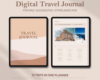 Digital Travel Journal | Hyperlinked PDF for GoodNotes & iPad | Trip Itinerary Planner | Instant Download