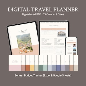 Planificador de viajes digital para iPad, plantillas de itinerario y diario / GoodNotes, Notability, Samsung Notes