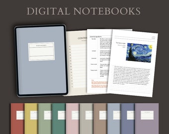 10 Digital Notebooks 10Colors 15 Sections / Hyperlinked Goodnotes Notability Note Templates Ipad Tablet Lined Cornell Grid Paper #11