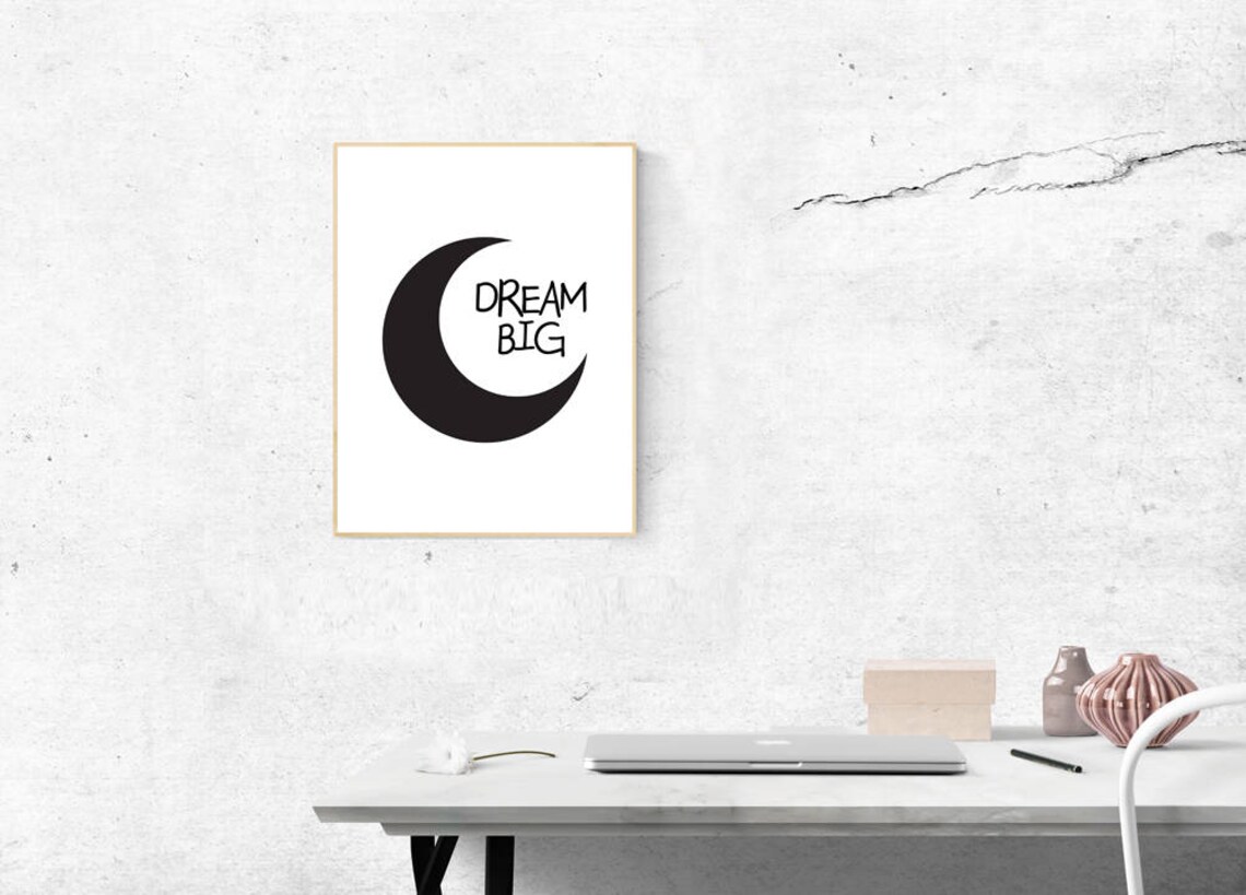 Dream Big wall Art Printable Nursery Decor Inspirational Etsy