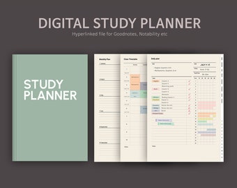Digital Study Planner : Undated Yearly, Weekly, Daily Planner for GoodNotes & Notability (PDF)