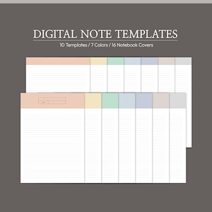 Digital Note Templates: 7 Pastel Colors (Letter & A4) for GoodNotes Notability (PDF)