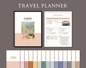 Digital Travel Planner / 15 Colors, Goodnotes Travel Planner, Travel Itinerary, Trip PDF Templates, Travel Journal