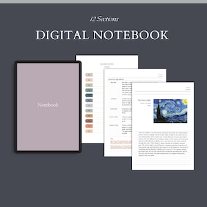 12 Sections Digital Notebook Hyperlinked Goodnotes Notebook Notability Note Templates Ipad Notebook Lined Cornell Grid Paper #03