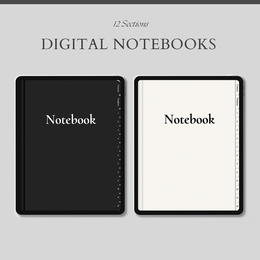 12 Tab Digital Hyperlinked Notebook for Goodnotes Notability / 2 Colors ...