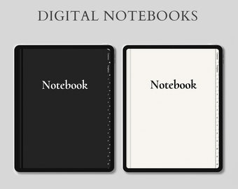 12-Tab Digital Notebooks: Hyperlinked Notes (2 Colors, White & Black) for GoodNotes Notability (PDF)