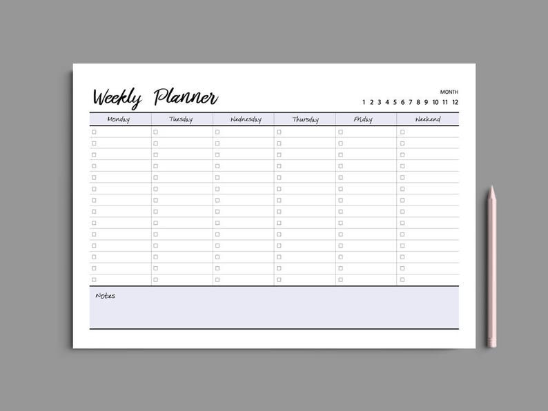 5 color printable weekly planner a4 weekly planner