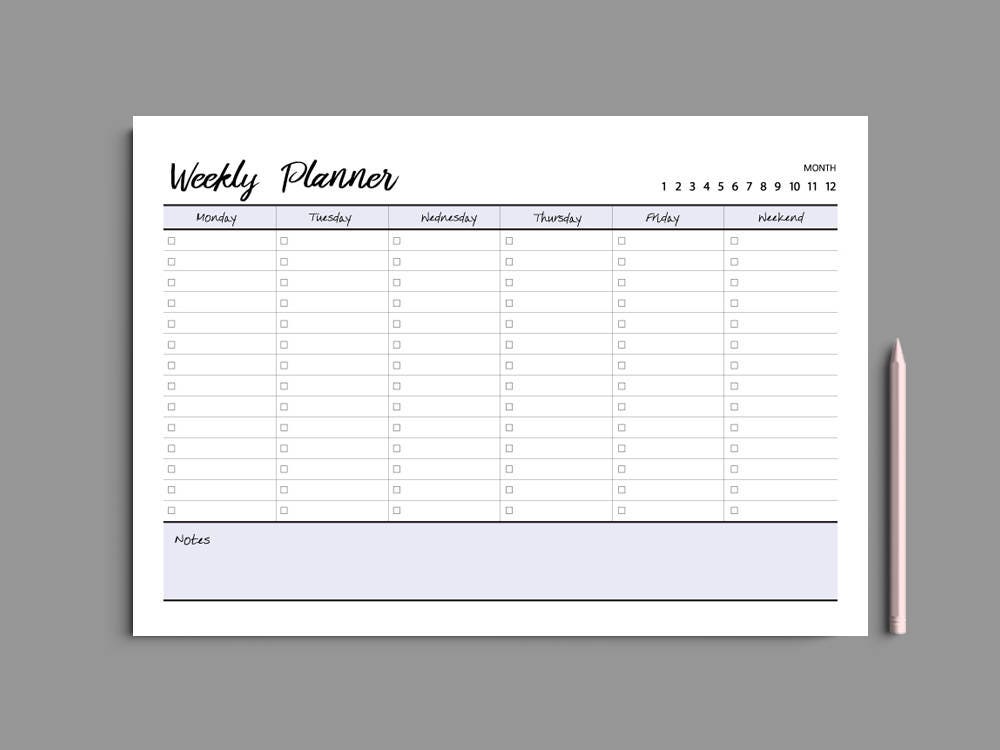 5 Color Printable Weekly Planner A4 Weekly Planner Printable Etsy