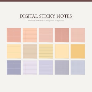 50 Digital Sticky Notes / Postit / Pre-cropped PNG Stickers #3