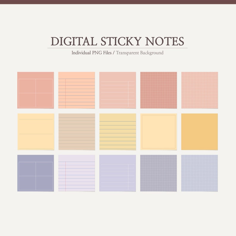 Sticky Note Cropped Image 50 Digital Sticky Notes : Pre-cropped PNG Stickers for Goodnotes ...