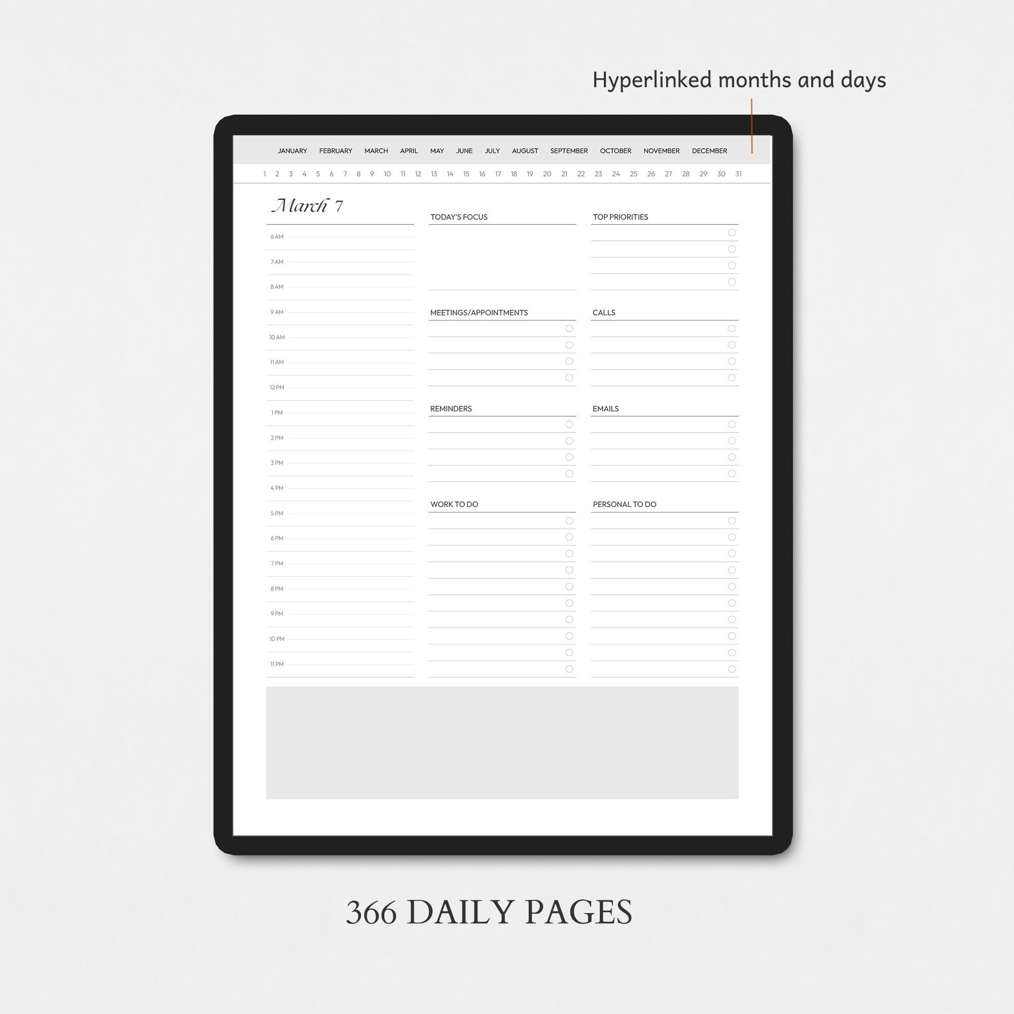 Daily Work Digital Planner | Task & Schedule Template PDF for Goodnotes ...