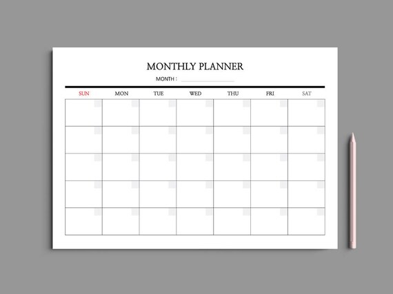 5 Color Printable Monthly Planner A4 / Monthly Planner | Etsy 5 Color Printable Monthly Planner A4 / Monthly Planner | Etsy
