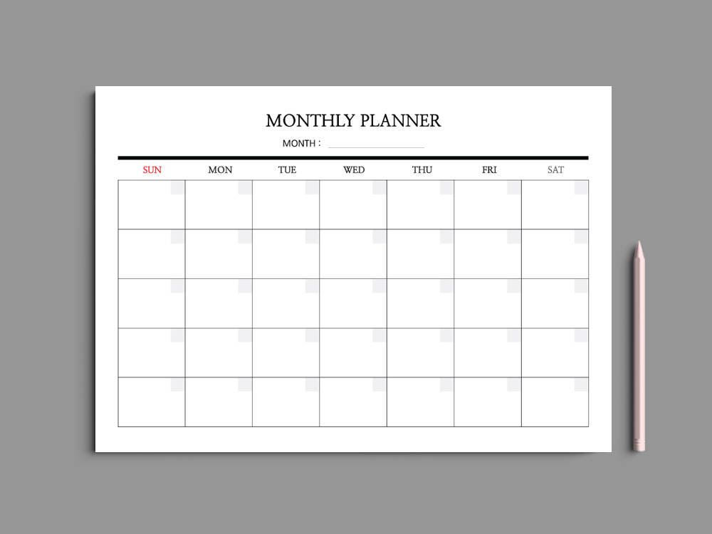 5 color printable monthly planner a4 monthly planner etsy