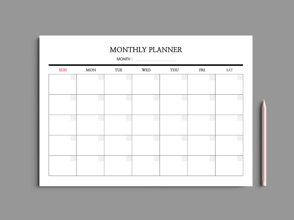 5 Color Printable Monthly Planner A4 Monthly Planner Etsy